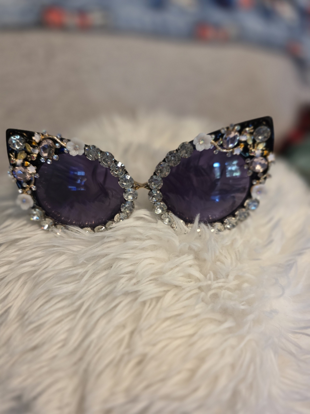 Embellished Jeweled Cat-Eye Sunglasses